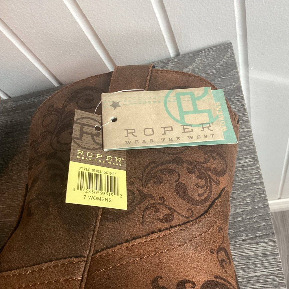 Roper Short Stuff Embroidery Round Toe Western Boot sz7 - Picture 12 of 15
